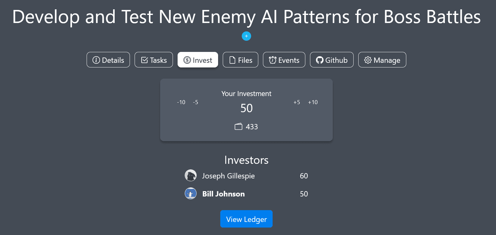 Investment screenshot