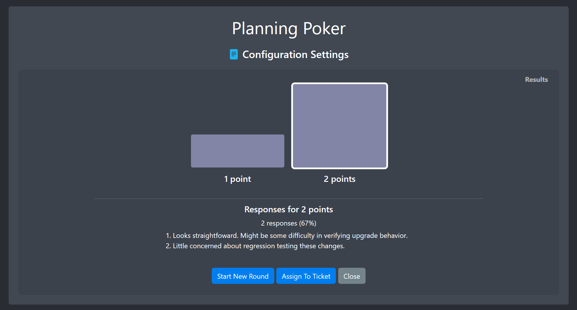 Image of responses for a poker session.