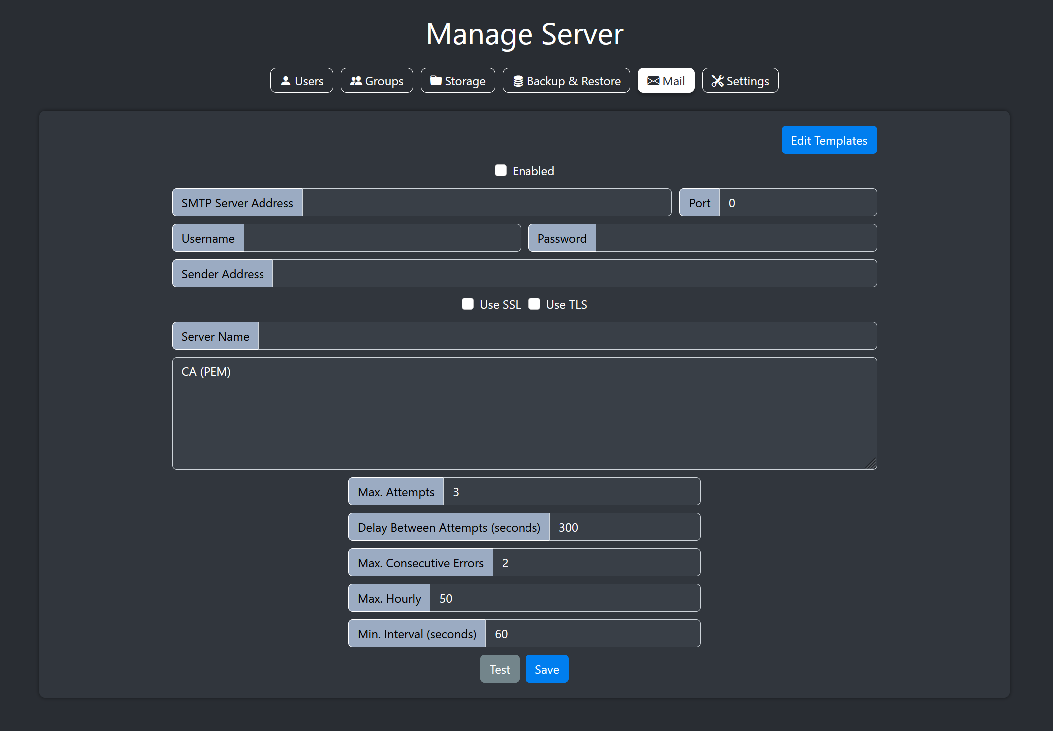 Image of configuring SMTP settings