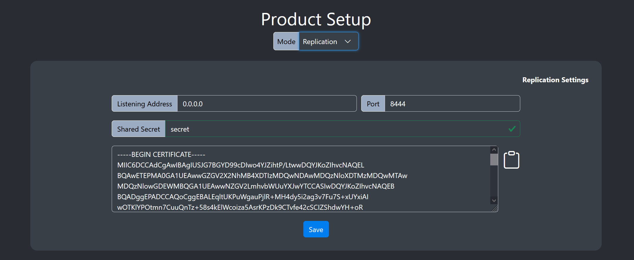 Image of configuring replication mode